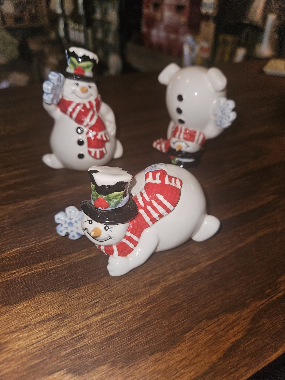 Festive Ceramic Snowman Figurine - White with Red Scarf